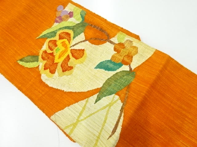 JAPANESE NAGOYA OBI / MAWATA TSUMUGI / WOVEN BRANCH FLOWER